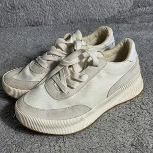 Sorel Out N About Women Waterproof Canvas Suede Sneaker Shoes Cream Size 8.5